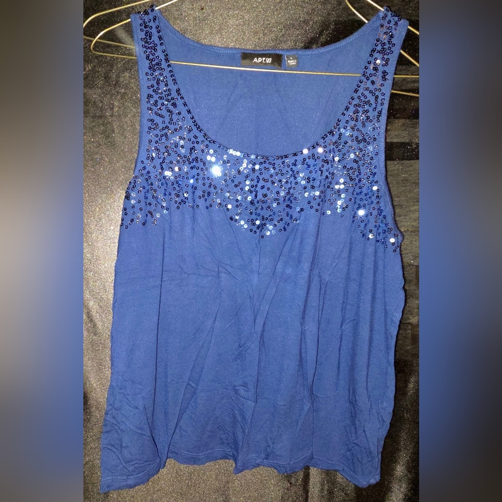 Apt. 9 Blue Sequin Embellished Tank Top